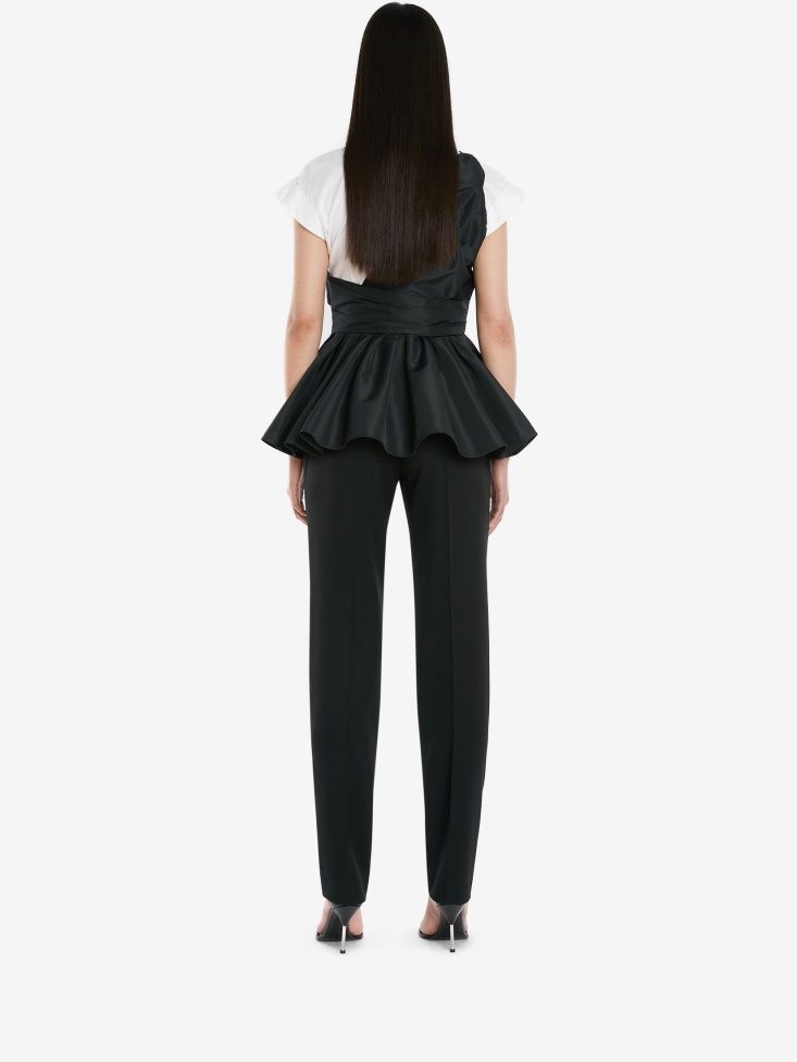 Women's Hybrid Peplum T-Shirt Fashion Alexander McQueen White/Black