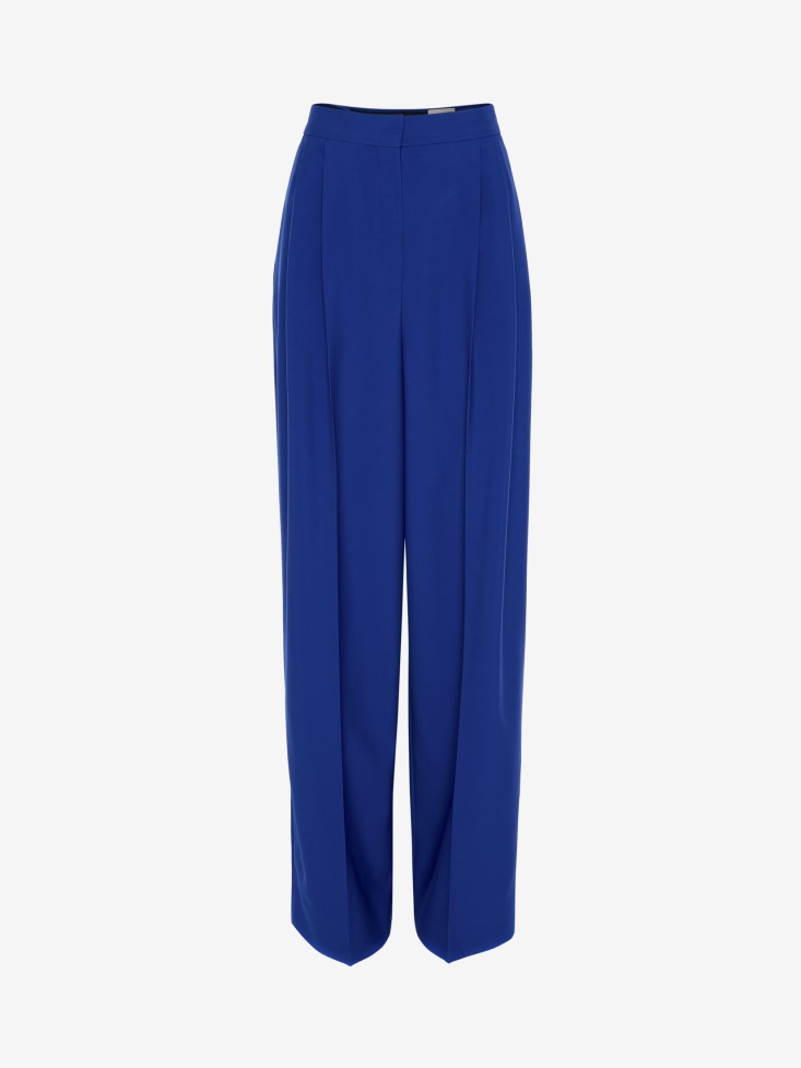 Women's Wool Wide Leg Trousers Electric Blue Fashion Alexander McQueen