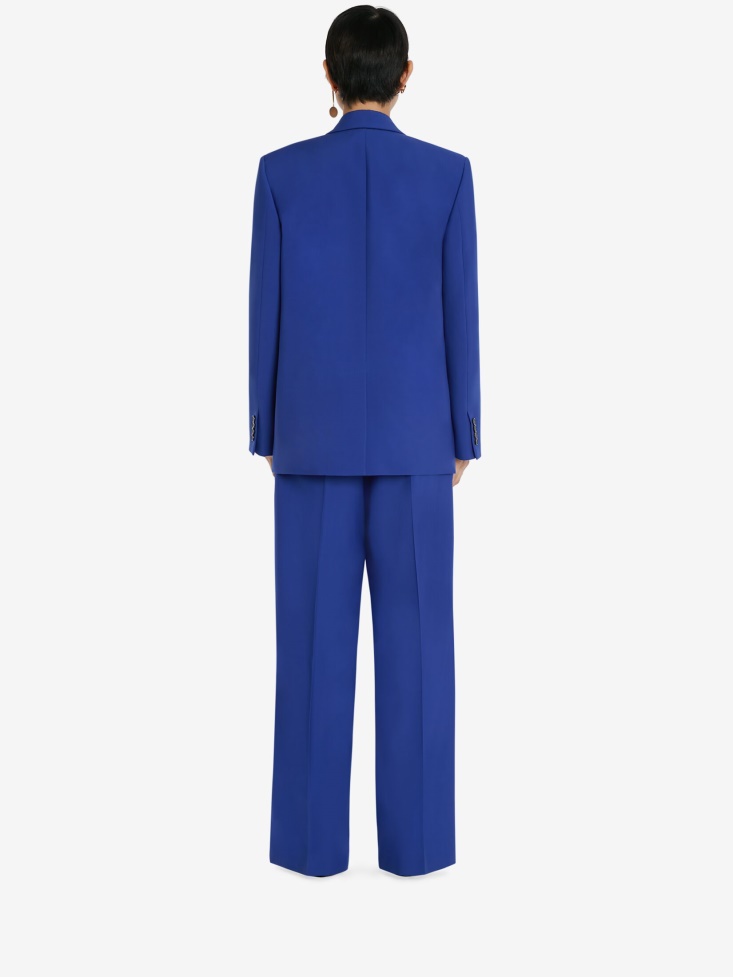 Women's Wool Wide Leg Trousers Electric Blue Fashion Alexander McQueen
