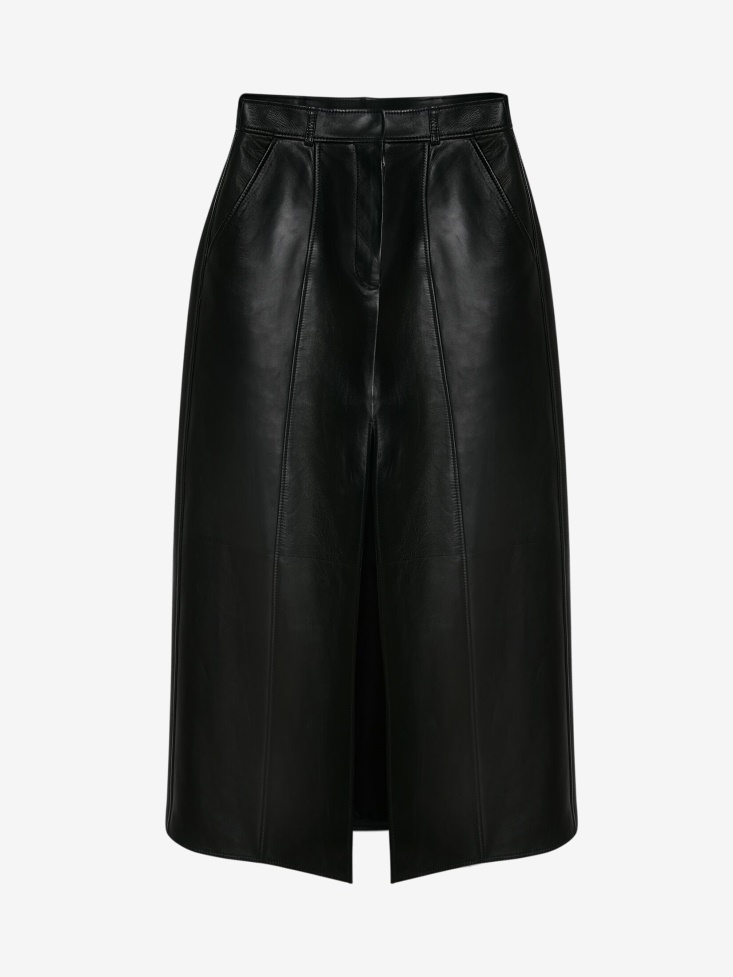 Women's Leather Split Skirt Fashion Alexander McQueen Black