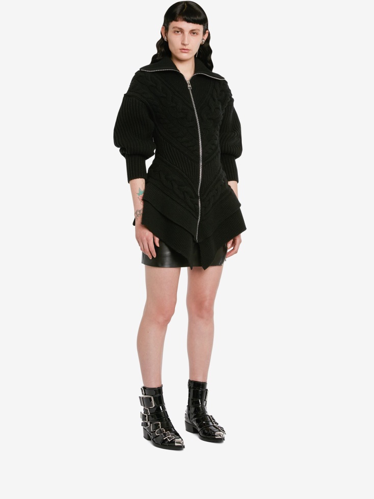 Black Fashion Alexander McQueen Women's Pieced And Patched Peplum Jacket