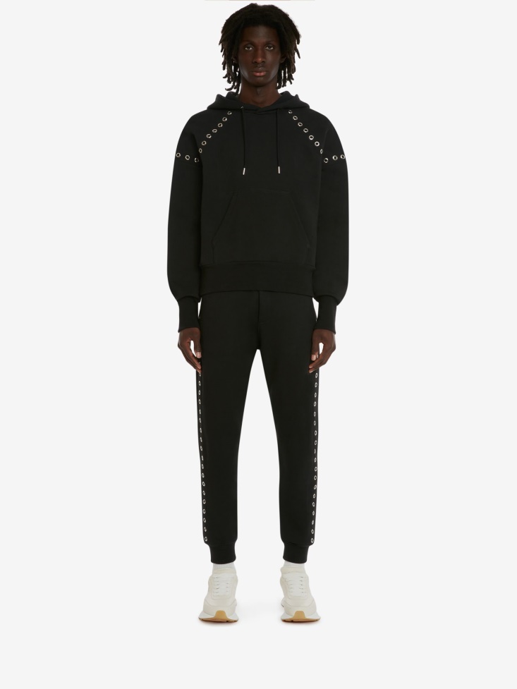 Fashion Alexander McQueen Black Men's Eyelets Joggers