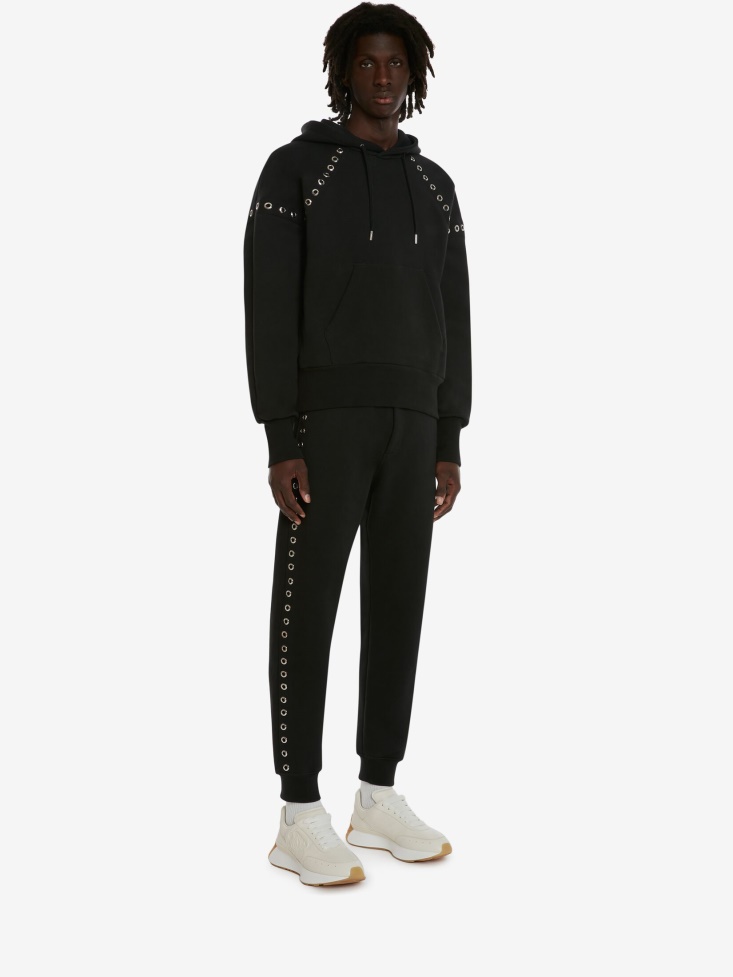 Fashion Alexander McQueen Black Men's Eyelets Joggers