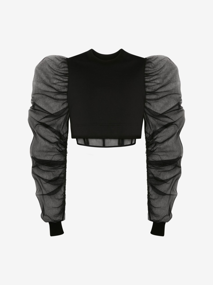 Women's Exploded Sleeves Hybrid Sweatshirt Fashion Alexander McQueen Black