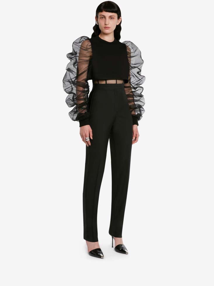 Women's Exploded Sleeves Hybrid Sweatshirt Fashion Alexander McQueen Black