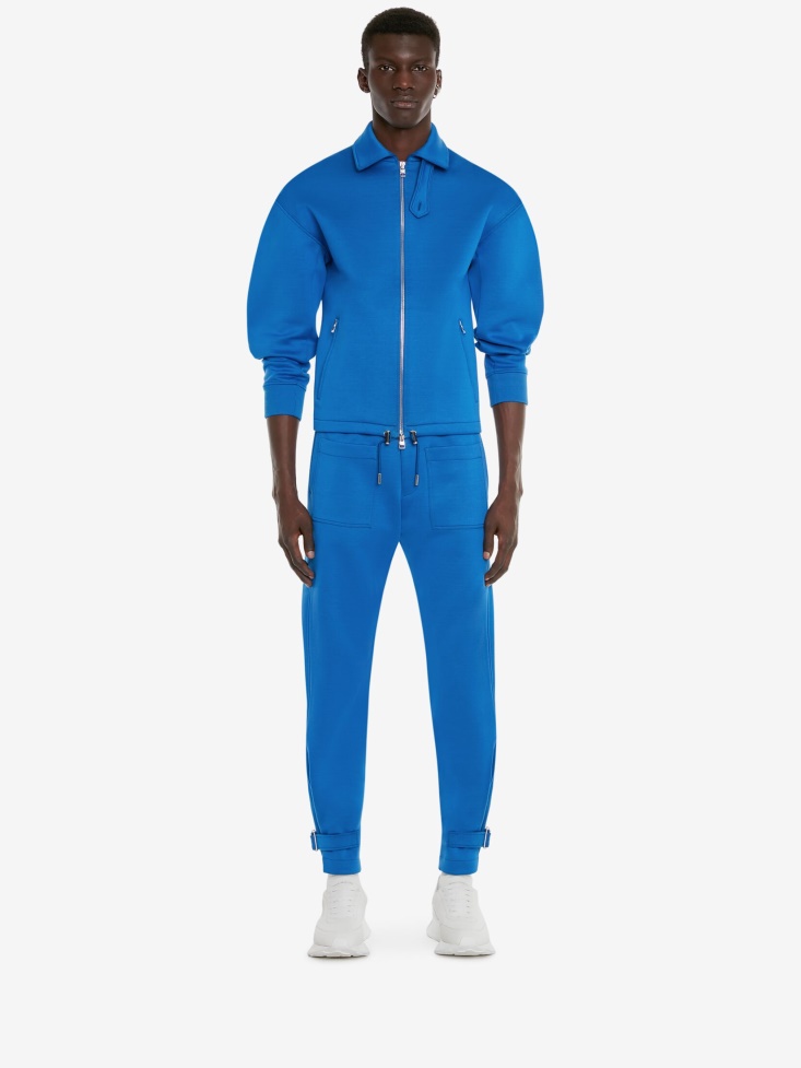 Fashion Alexander McQueen Cobalt Men's Double Jersey Bomber Jacket