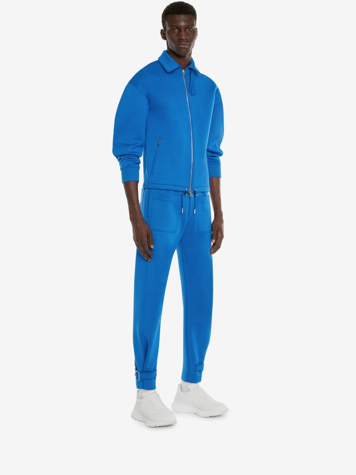 Fashion Alexander McQueen Cobalt Men's Double Jersey Bomber Jacket