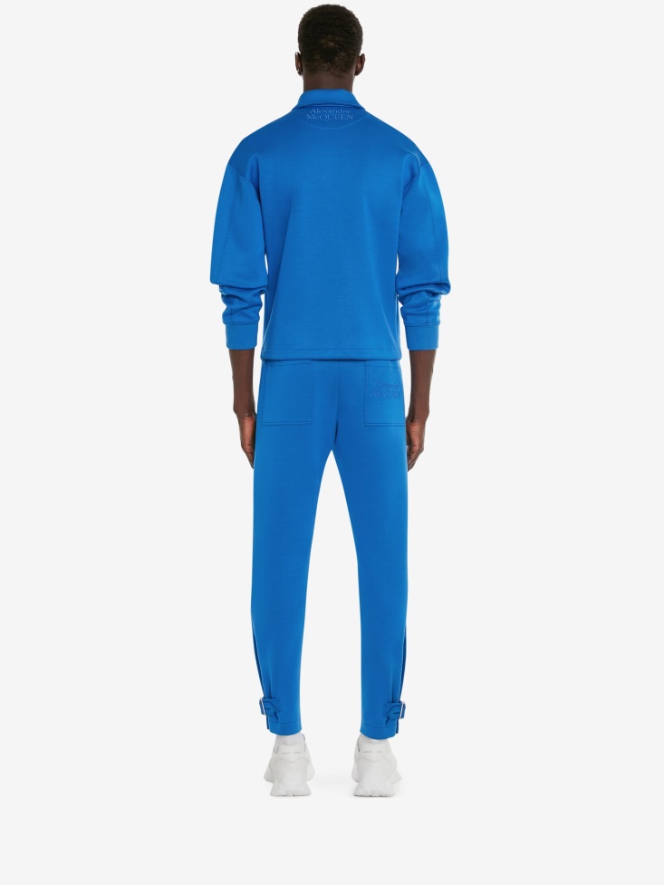 Fashion Alexander McQueen Cobalt Men's Double Jersey Bomber Jacket