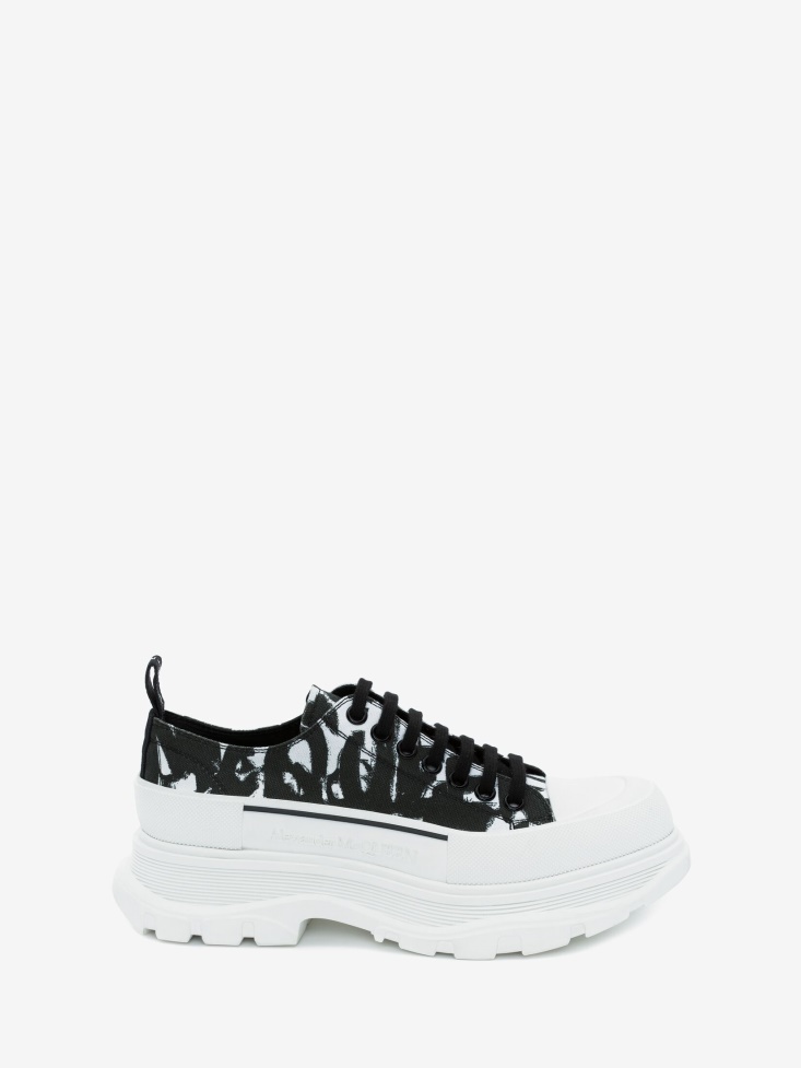Fashion Alexander McQueen Men's in Graffiti Tread Slick Lace Up Black/White