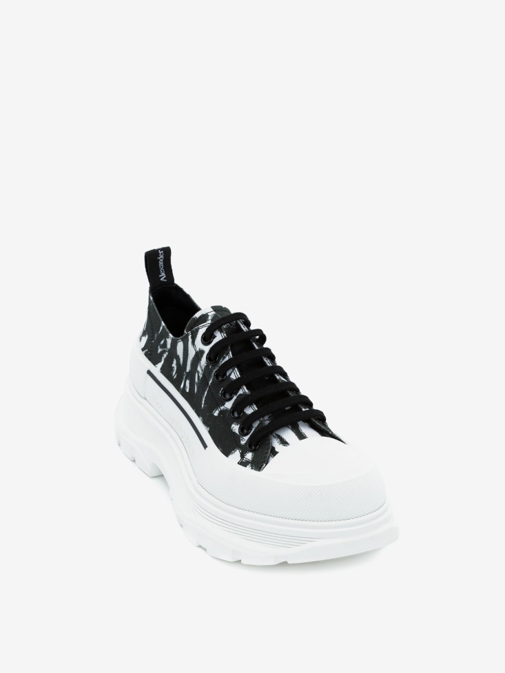 Fashion Alexander McQueen Men's in Graffiti Tread Slick Lace Up Black/White
