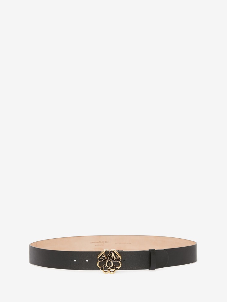 Men's Seal Logo Belt Black Fashion Alexander McQueen