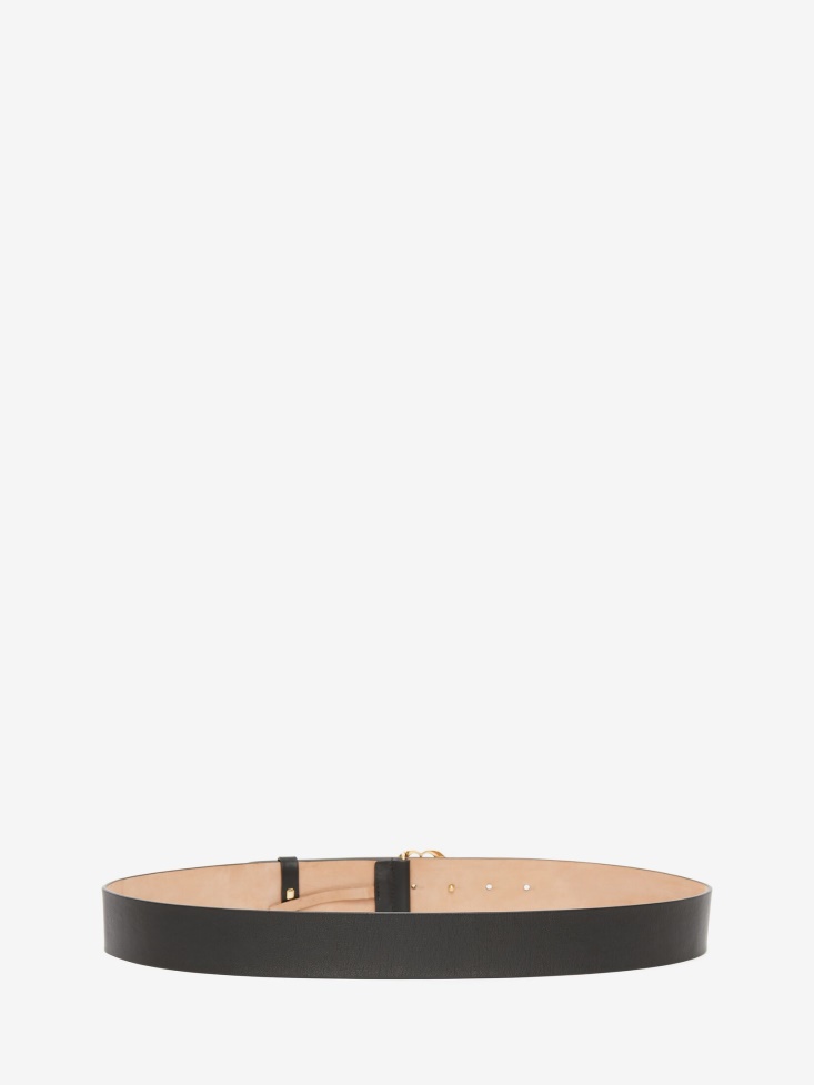 Men's Seal Logo Belt Black Fashion Alexander McQueen