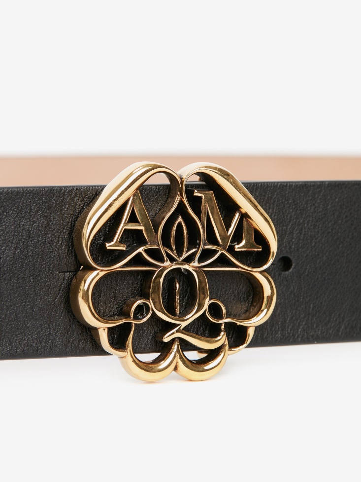 Men's Seal Logo Belt Black Fashion Alexander McQueen