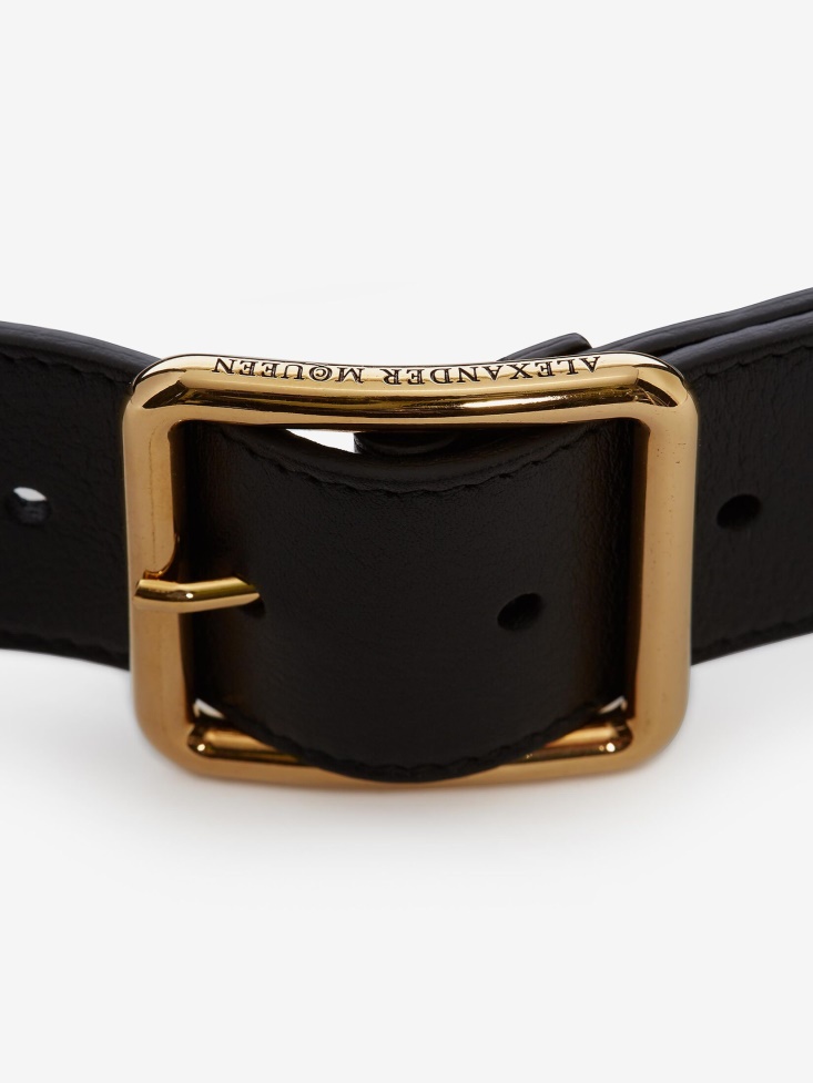 Black Women's Leather Belt Fashion Alexander McQueen