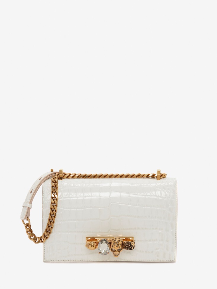 Fashion Alexander McQueen Deep Ivory Women's Jewelled Satchel