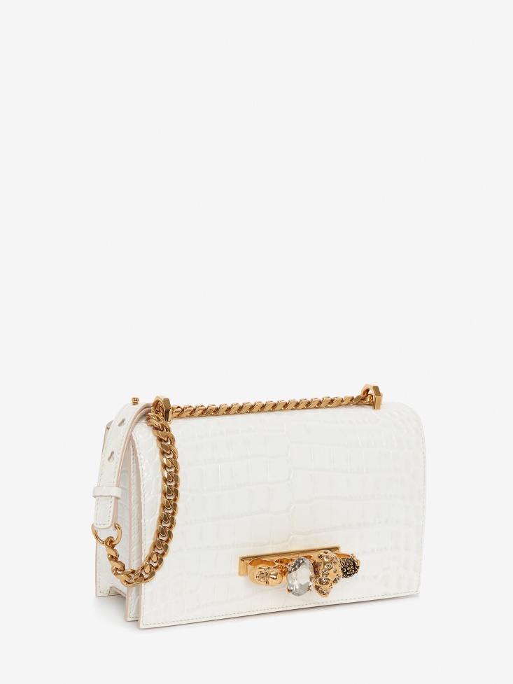 Fashion Alexander McQueen Deep Ivory Women's Jewelled Satchel
