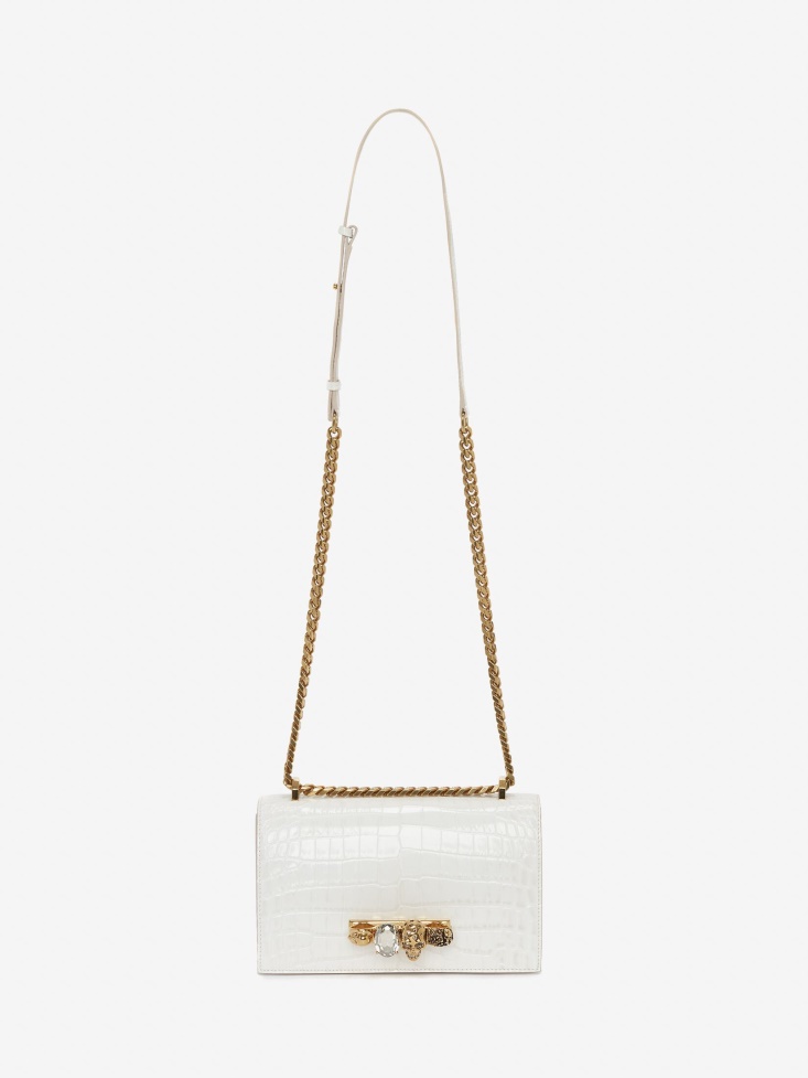 Fashion Alexander McQueen Deep Ivory Women's Jewelled Satchel