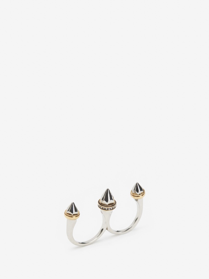 Fashion Alexander McQueen Women's Punk Stud Ring Antique Silver