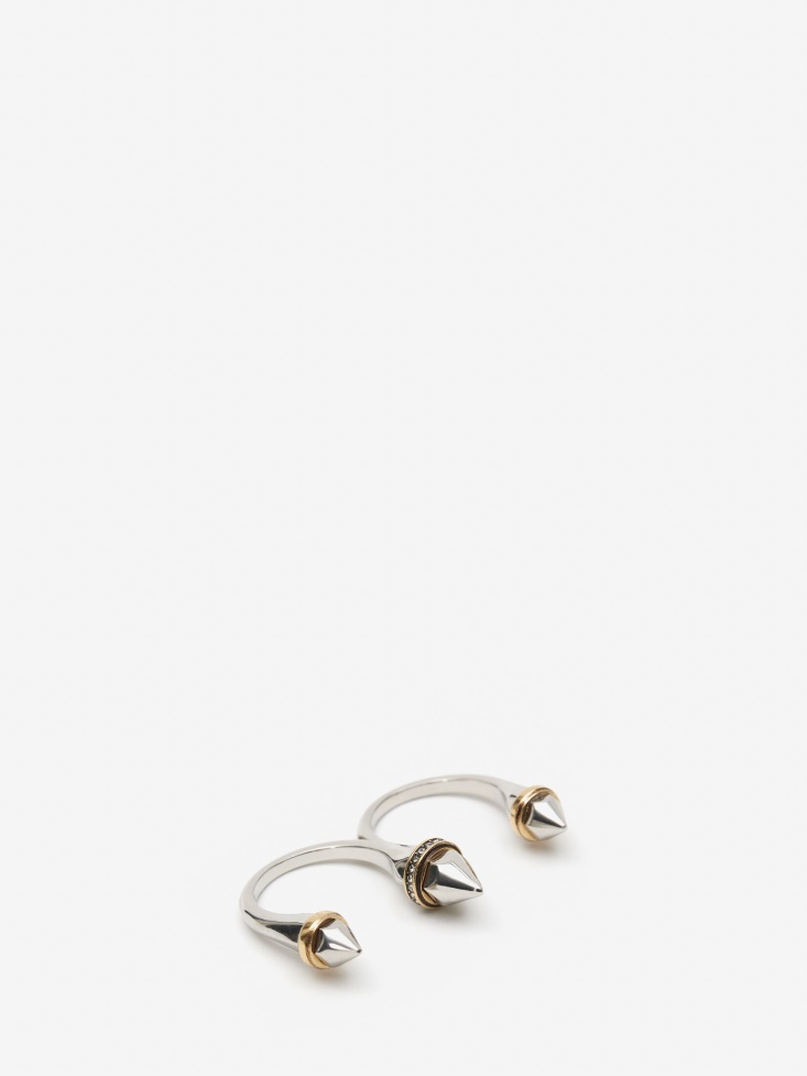 Fashion Alexander McQueen Women's Punk Stud Ring Antique Silver