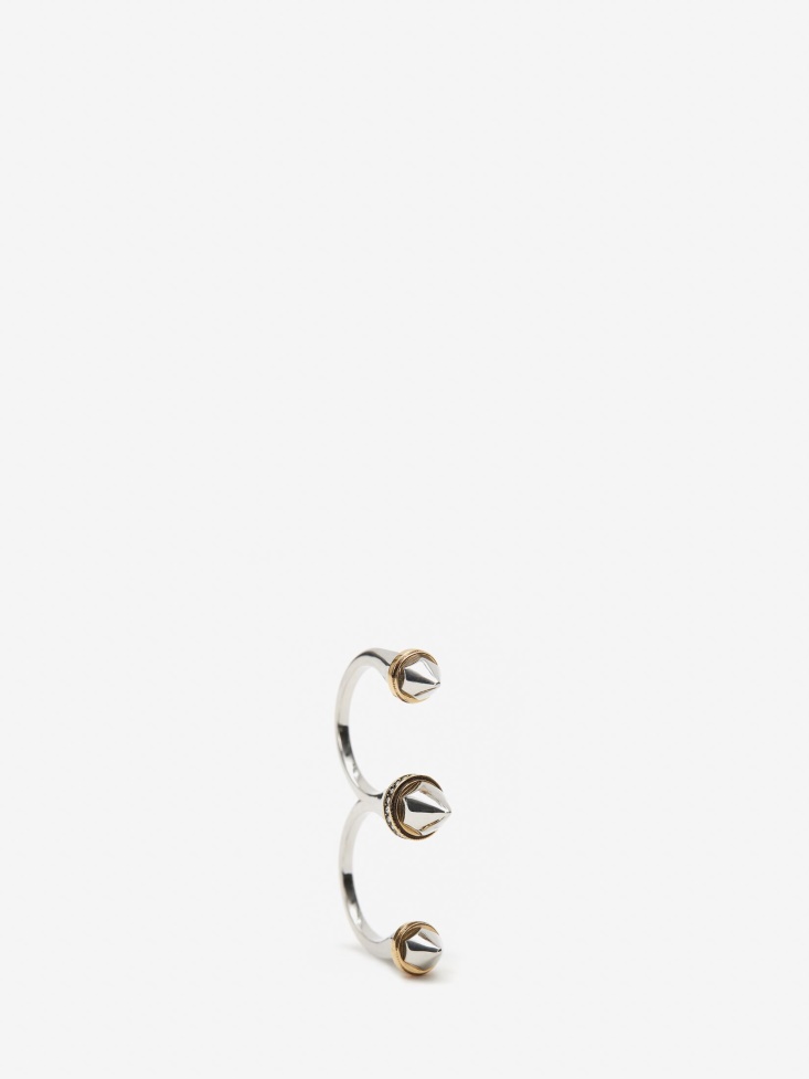Fashion Alexander McQueen Women's Punk Stud Ring Antique Silver