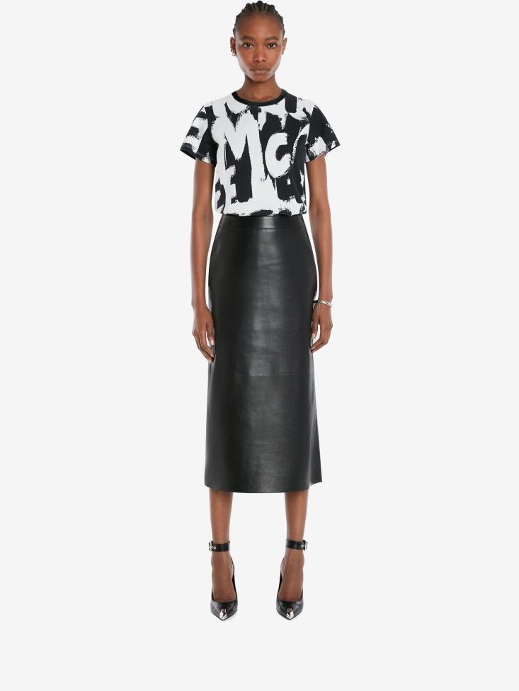 Women's in Graffiti T-Shirt White/Black Fashion Alexander McQueen