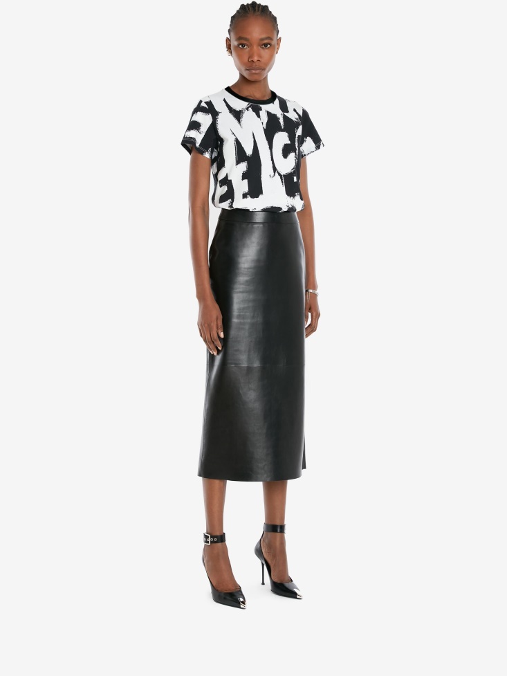 Women's in Graffiti T-Shirt White/Black Fashion Alexander McQueen