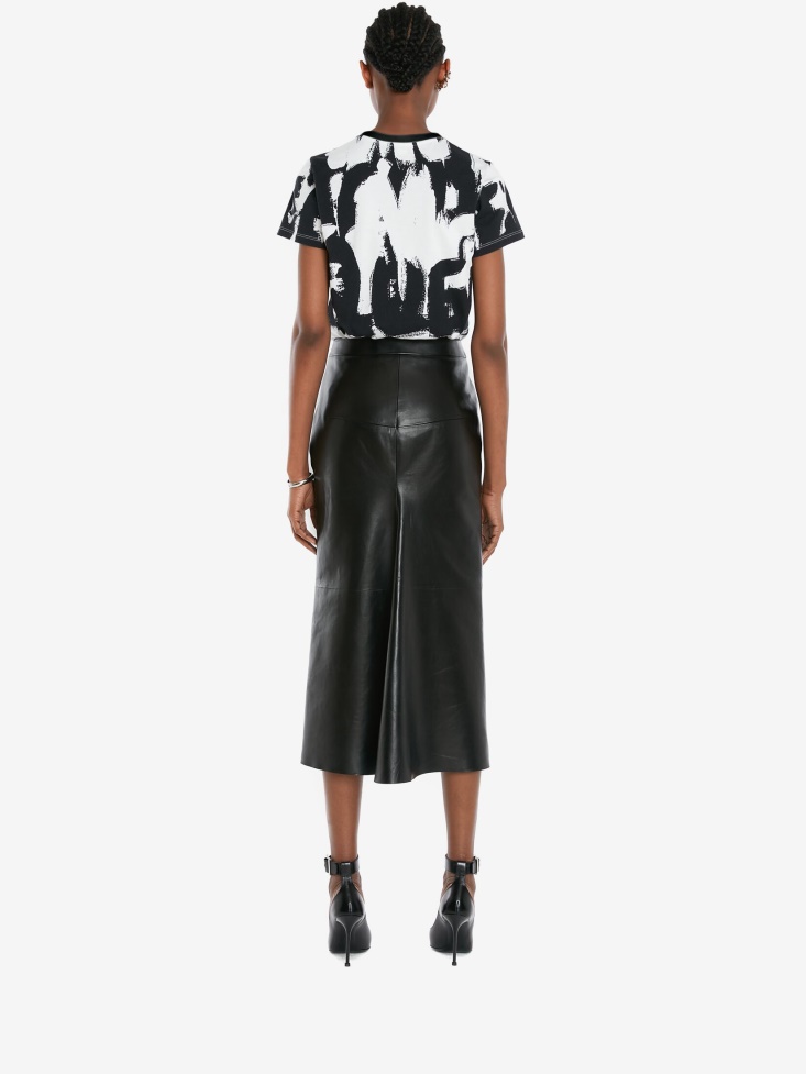 Women's in Graffiti T-Shirt White/Black Fashion Alexander McQueen