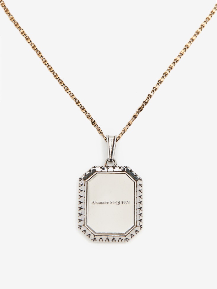 Antique Silver Women's Hexagonal Medallion Necklace Fashion Alexander McQueen