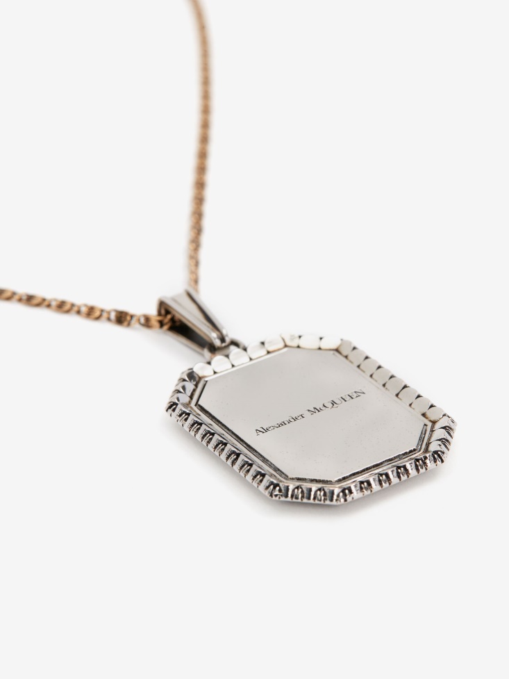 Antique Silver Women's Hexagonal Medallion Necklace Fashion Alexander McQueen