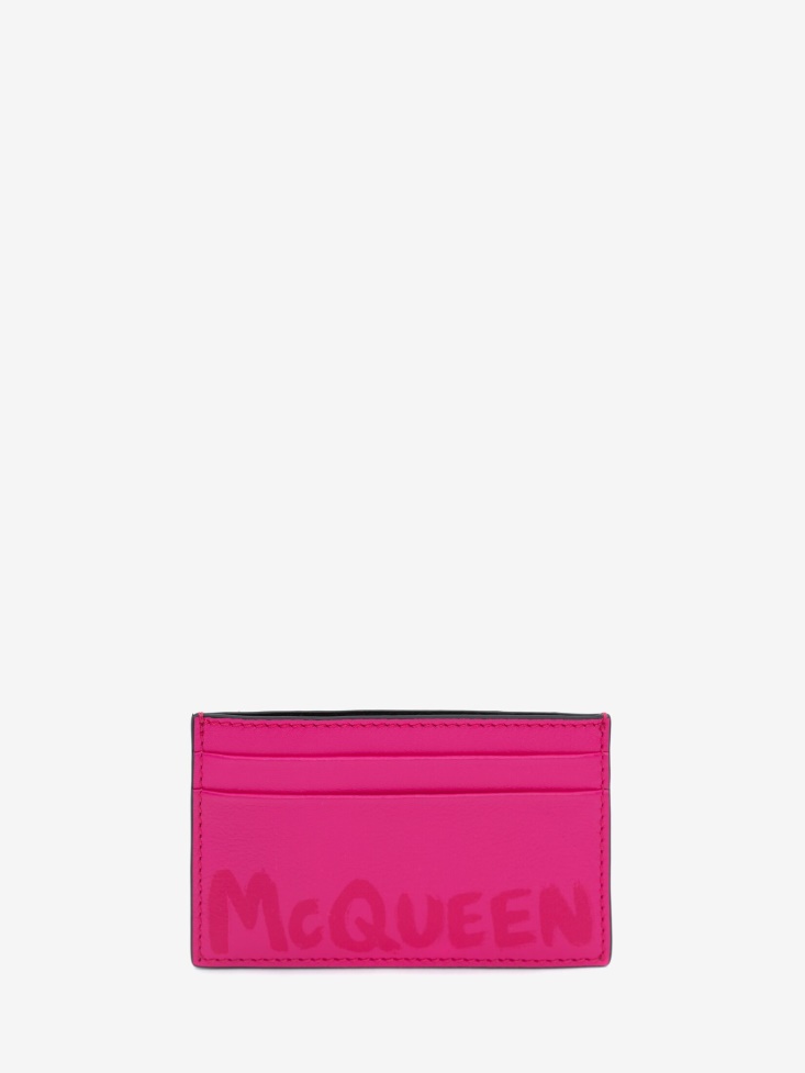Bobby Pink Men's in Graffiti Card Holder Fashion Alexander McQueen