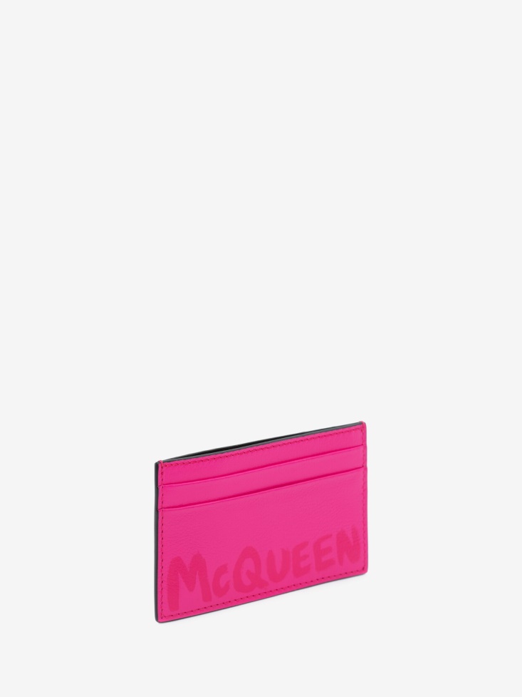 Bobby Pink Men's in Graffiti Card Holder Fashion Alexander McQueen