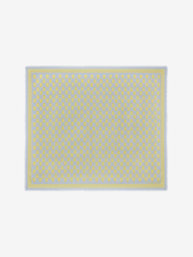 Fashion Alexander McQueen Blue/Yellow Women's Biker Skull Scarf