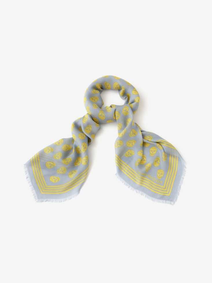 Fashion Alexander McQueen Blue/Yellow Women's Biker Skull Scarf