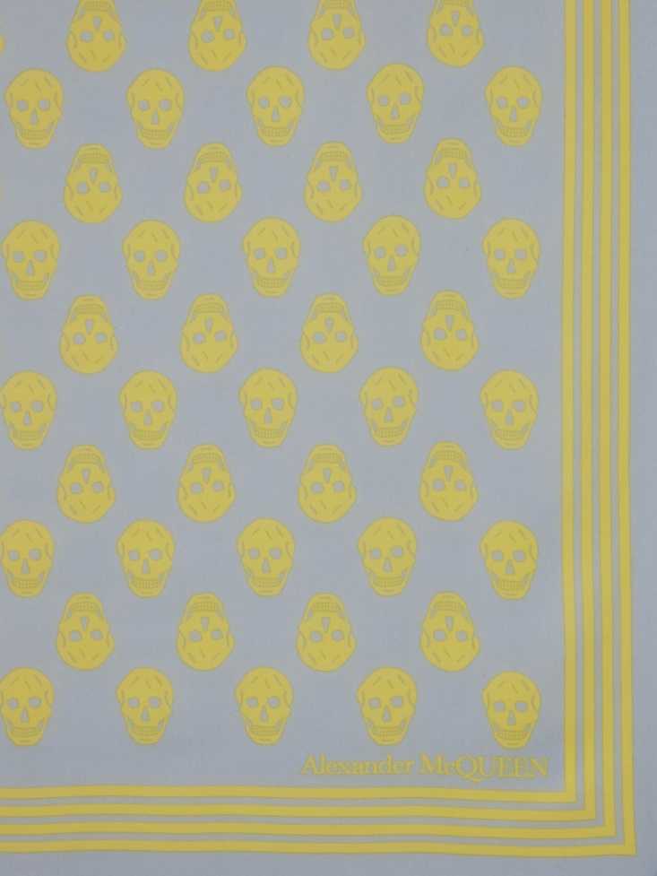 Fashion Alexander McQueen Blue/Yellow Women's Biker Skull Scarf