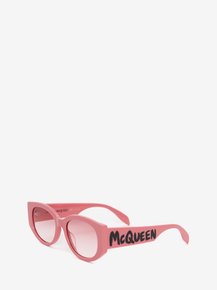 Fashion Alexander McQueen Women's in Graffiti Oval Sunglasses Pink