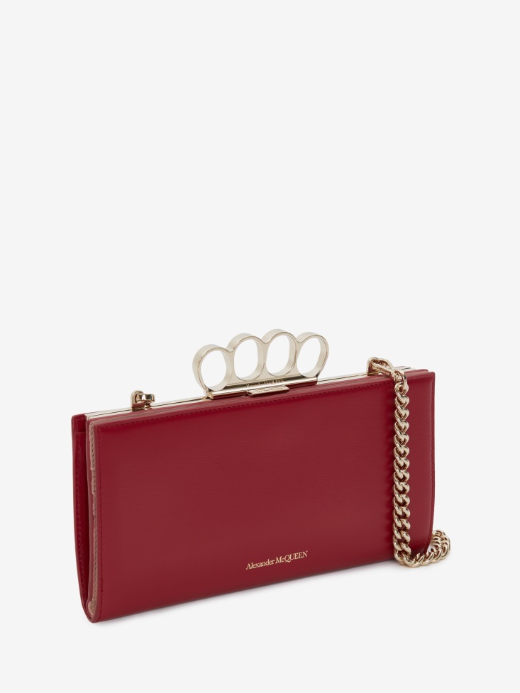 Cherry Women's The Four Ring Case With Chain Fashion Alexander McQueen