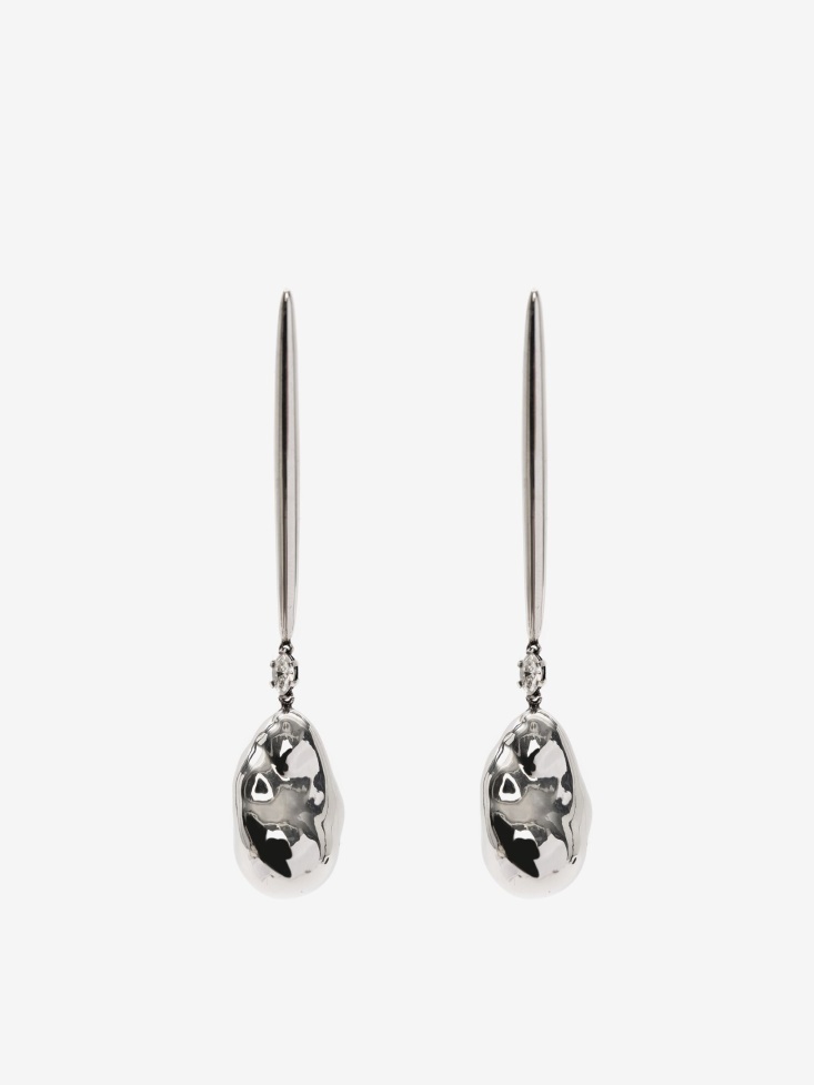 Women's Metal Pearl Stick Earrings Fashion Alexander McQueen Antique Silver