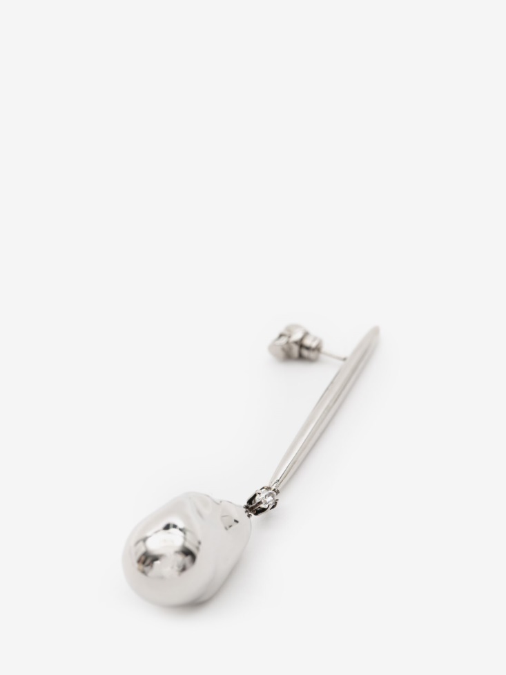 Women's Metal Pearl Stick Earrings Fashion Alexander McQueen Antique Silver