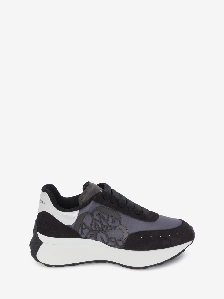 Women's Sprint Runner Black/Silver Fashion Alexander McQueen