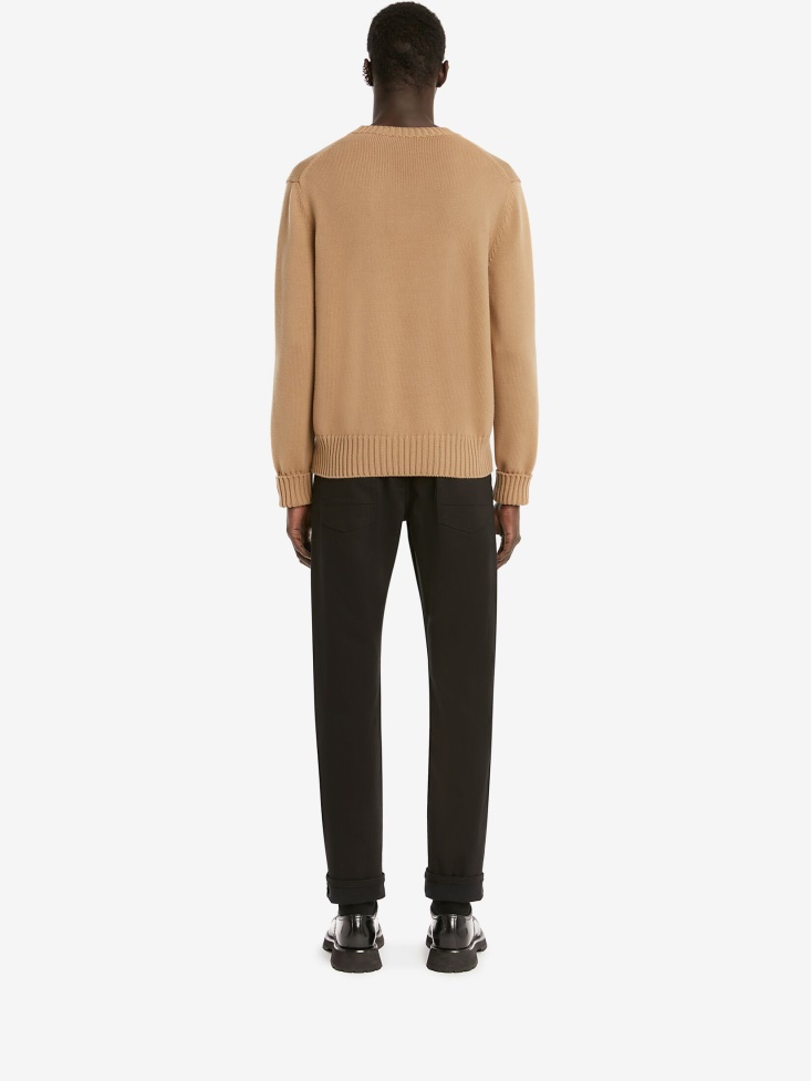 Black/Beige Fashion Alexander McQueen Men's in Graffiti Crew Neck Jumper