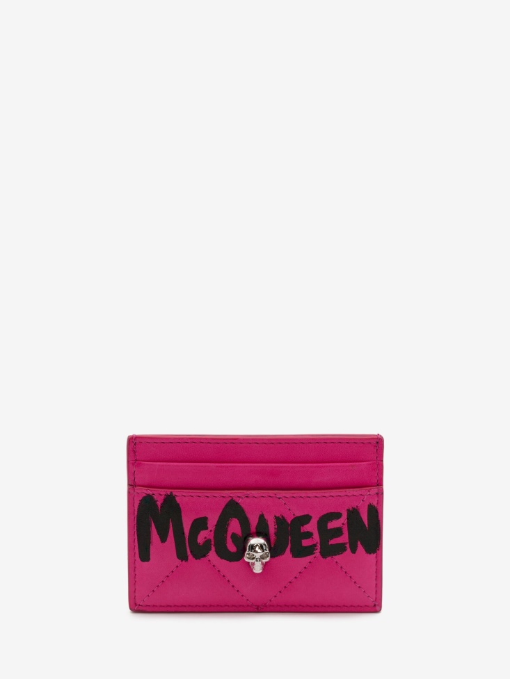Fashion Alexander McQueen Bobby Pink Women's in Graffiti Card Holder
