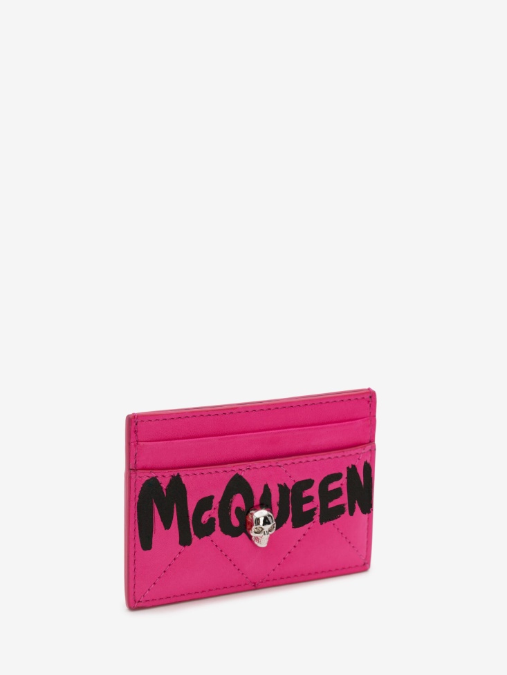 Fashion Alexander McQueen Bobby Pink Women's in Graffiti Card Holder