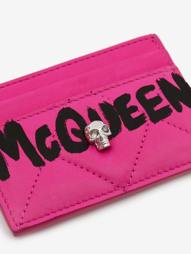 Fashion Alexander McQueen Bobby Pink Women's in Graffiti Card Holder