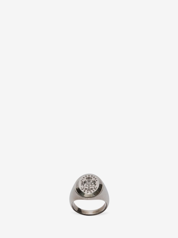 Antique Silver Men's Signet Ring Fashion Alexander McQueen