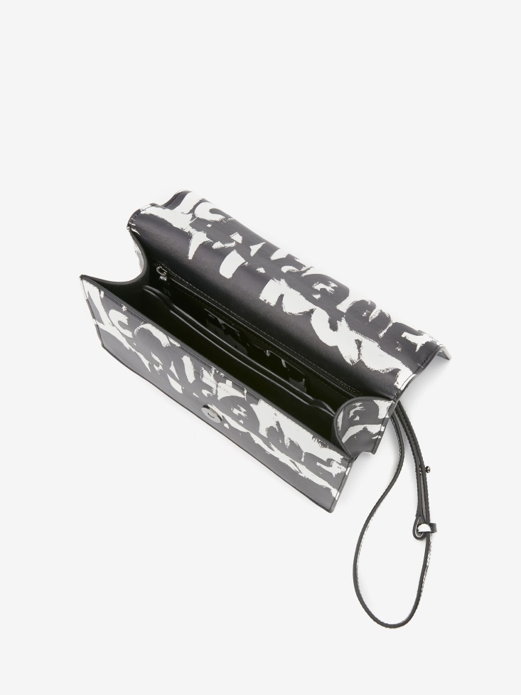 Black/White Fashion Alexander McQueen Women's in Graffiti Jewelled Satchel