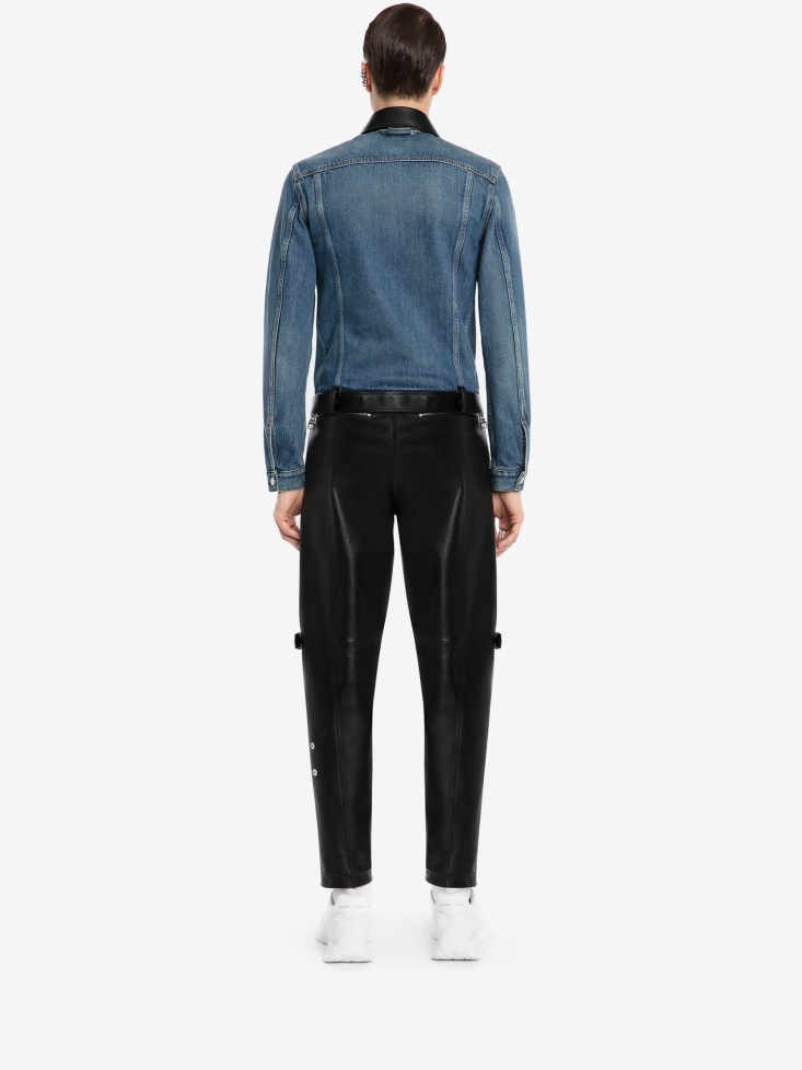 Men's Denim Jacket Washed Blue Fashion Alexander McQueen
