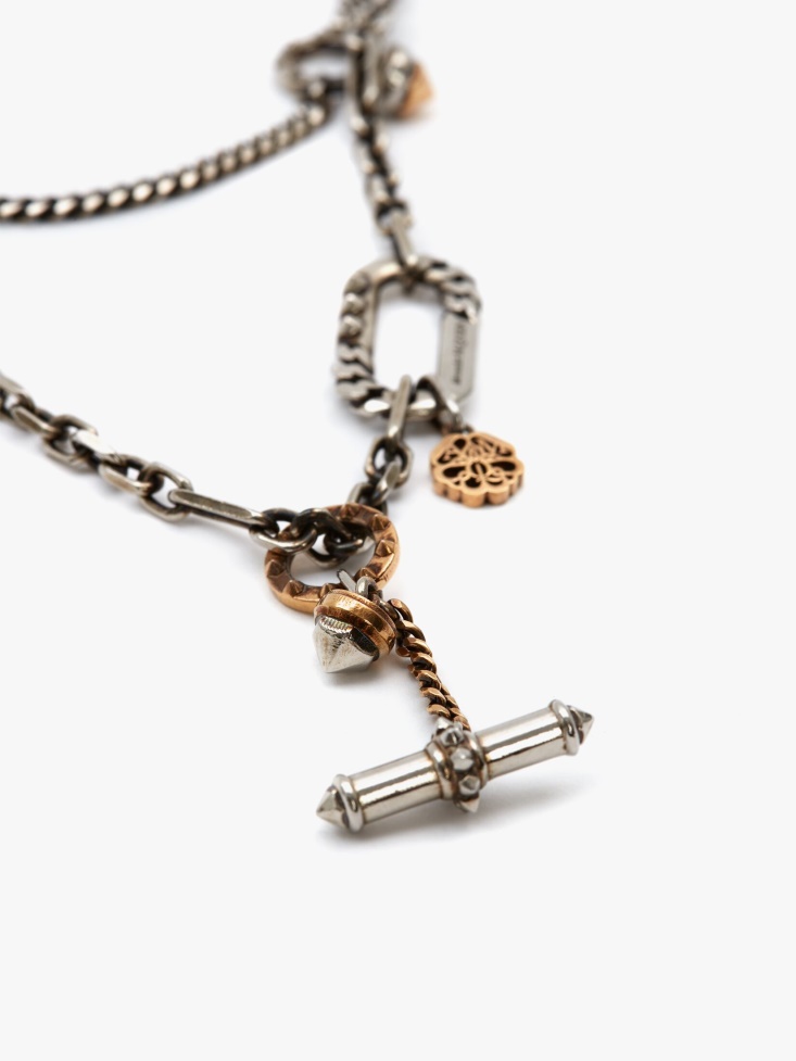 Gold/Silver Fashion Alexander McQueen Women's Safety Pin And Stud Necklace