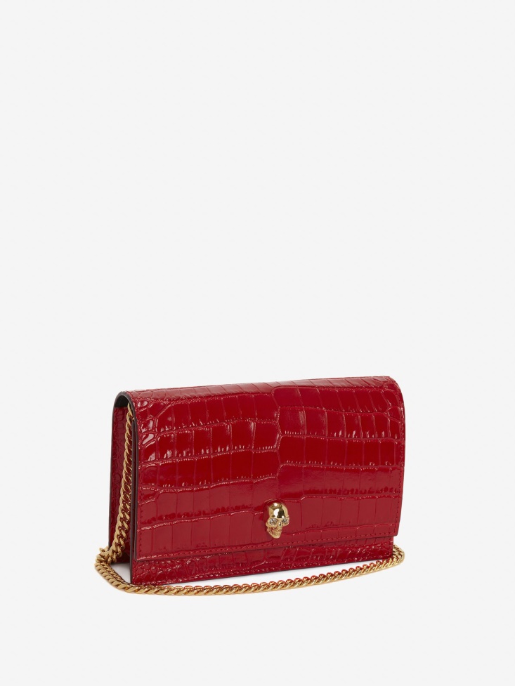 Fashion Alexander McQueen Deep Red Women's Small Skull Bag