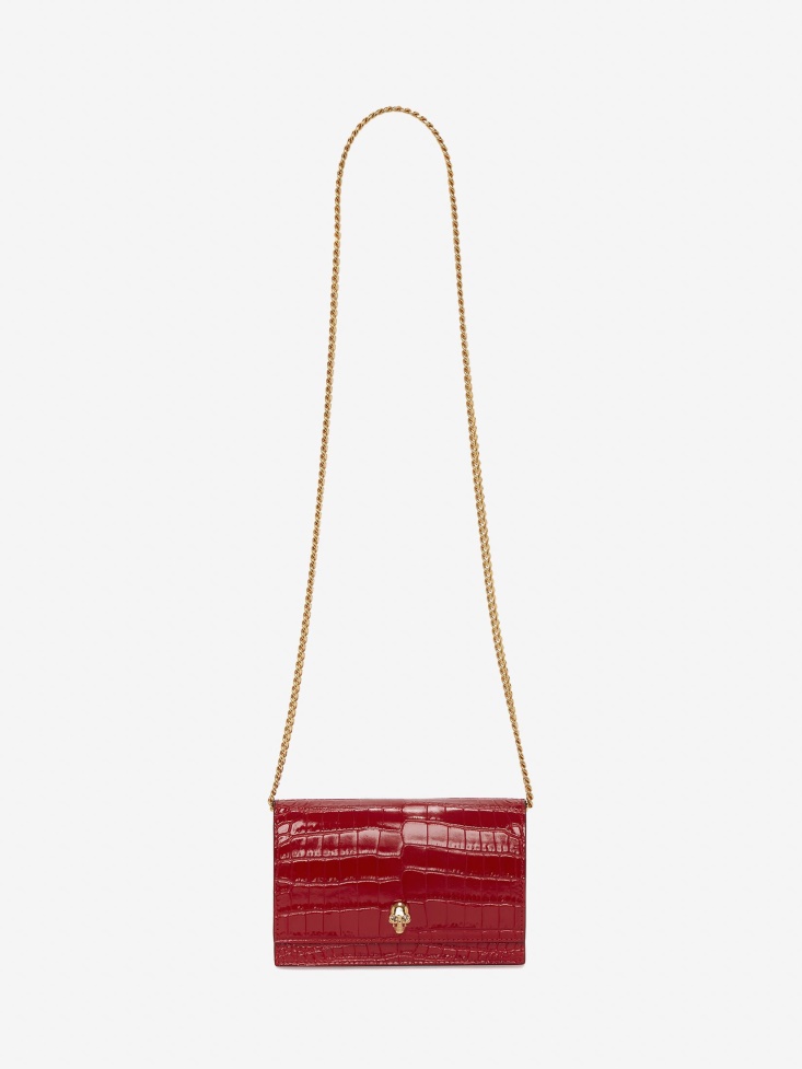 Fashion Alexander McQueen Deep Red Women's Small Skull Bag