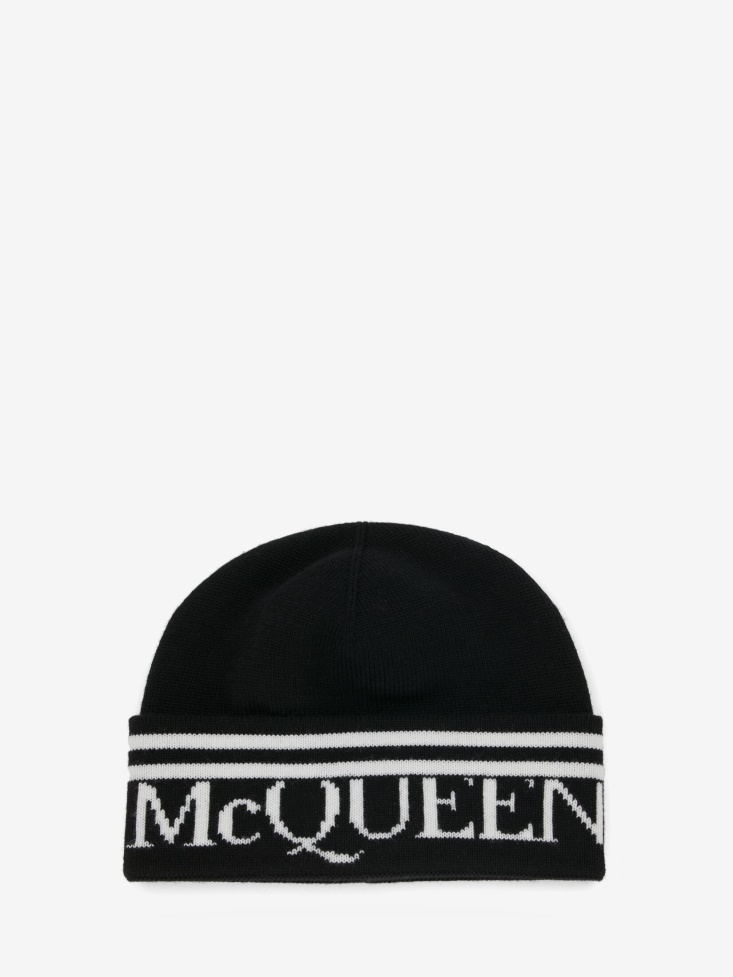 Women's in Knit Beanie Black/Ivory Fashion Alexander McQueen